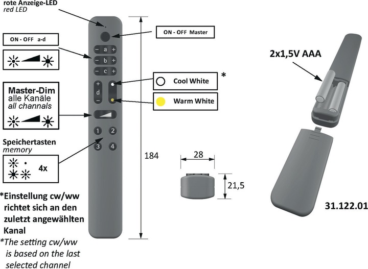 Produktbild Halemeier Funk-Fernbedienung S-Mitter MultiWhite² Smart 12 V