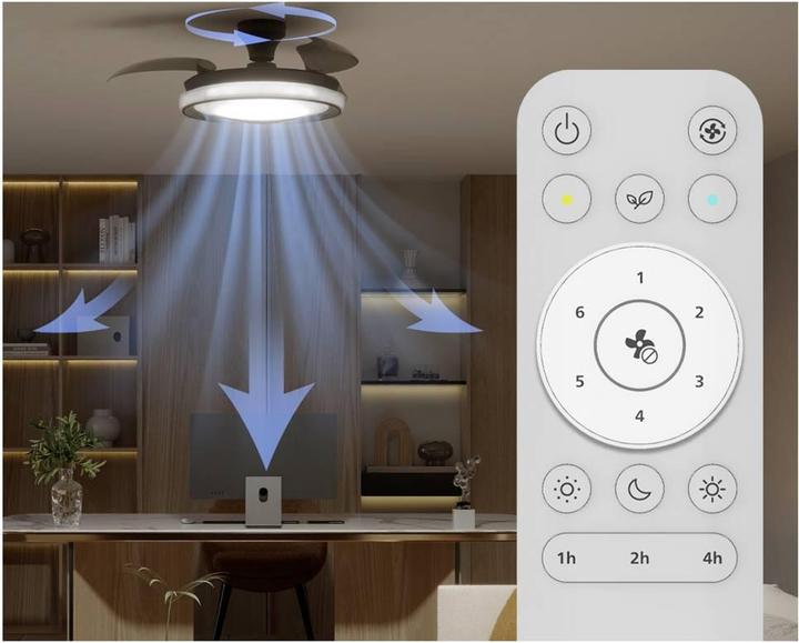 Actual product image Philips Retractable blade ceiling fan, 3 cct led, 28 w dc motor + 35 w led, bliss black, ø106 cm
