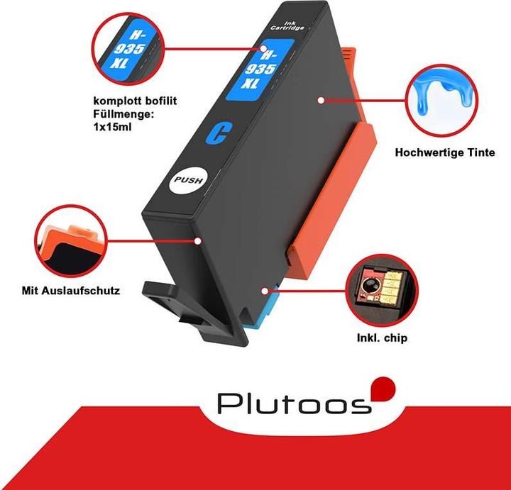 Produktbild Plutoos HP 935XL Patrone XXL kompatibel, Cyan C2P24AE (C)