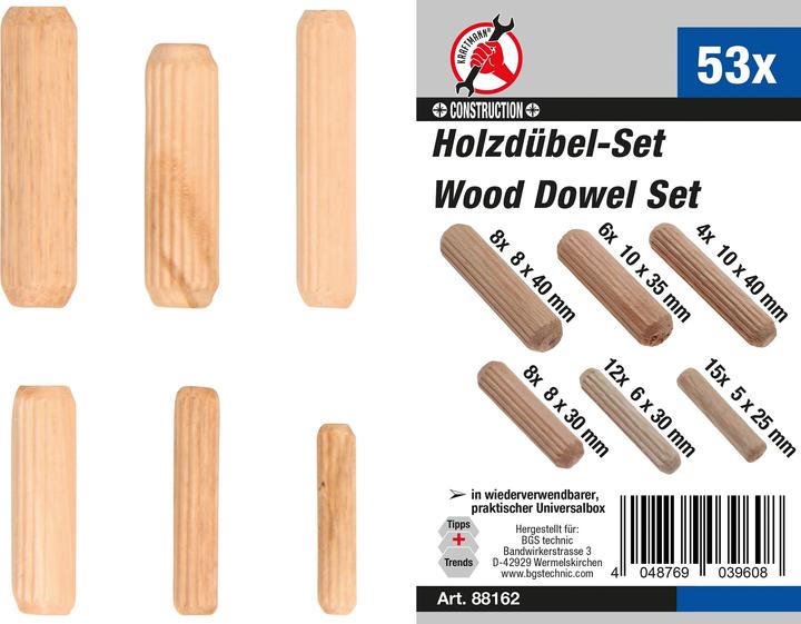 Produktbild BGS Holzdübel-Sortiment (53 Stk.)