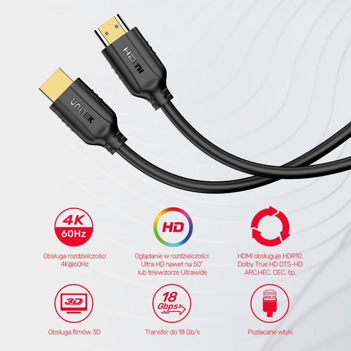 Actual product image Unitek HDMI Cable 2.0 4K C11079BK-15M (15 m, HDMI, 2.1)