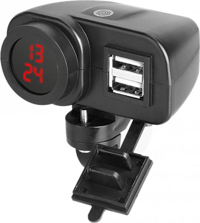Booster Motorcycle cigar lighter power supply 2 usb + clock