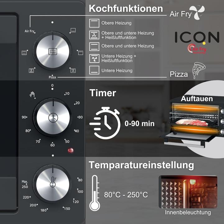 Immagine prodotto Icqn Mini Forno da 20L con funzione Airfry