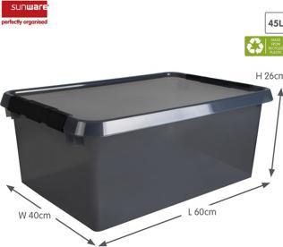 Actual product image Helit Aufbewahrungsbox Comfort-line, 45L, grau-transparent (40 cm, 45 l)