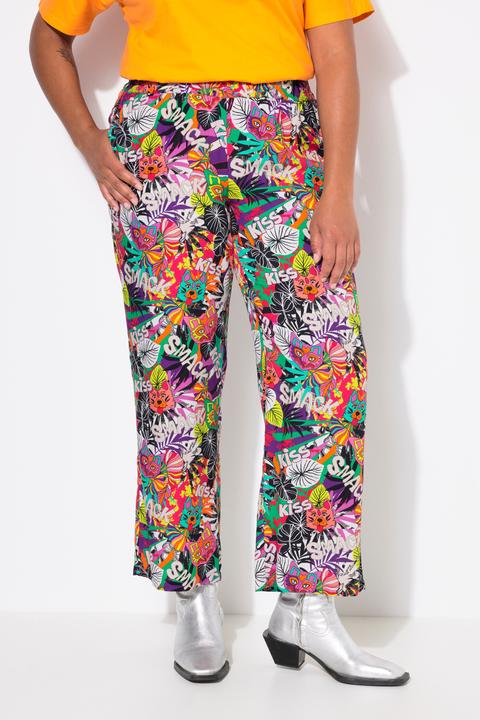 Produktbild Angel of Style Hose, gerades Bein, Blätter-Muster, Elastikbund (52)