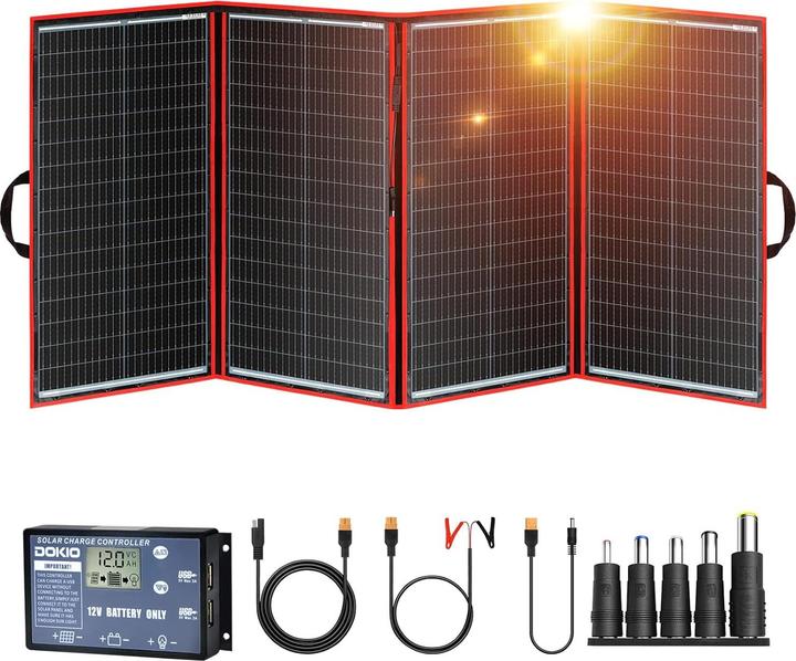 Dokio Faltbares Solarpanel mit USB-Laderegler (300 W, 7.50 kg)