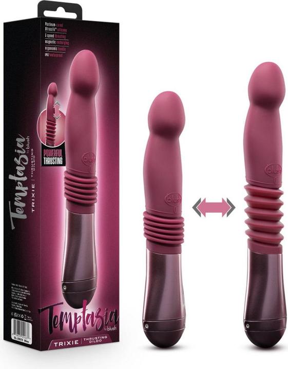 Actual product image Blush Temptasia - Trixie Thrusting Dildo - Wine Red
