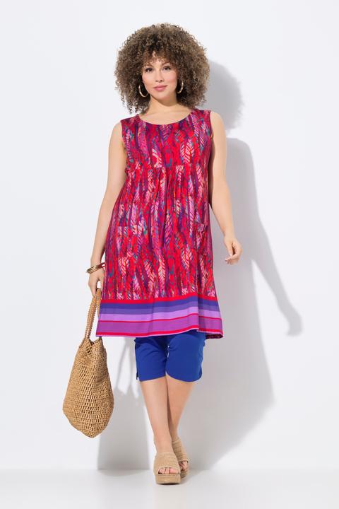 Image du produit Ulla Popken Robe courte en jersey, sans manches. Silhouette en A évasée. Décolleté rond et imprimé cachemire. (46, 48)