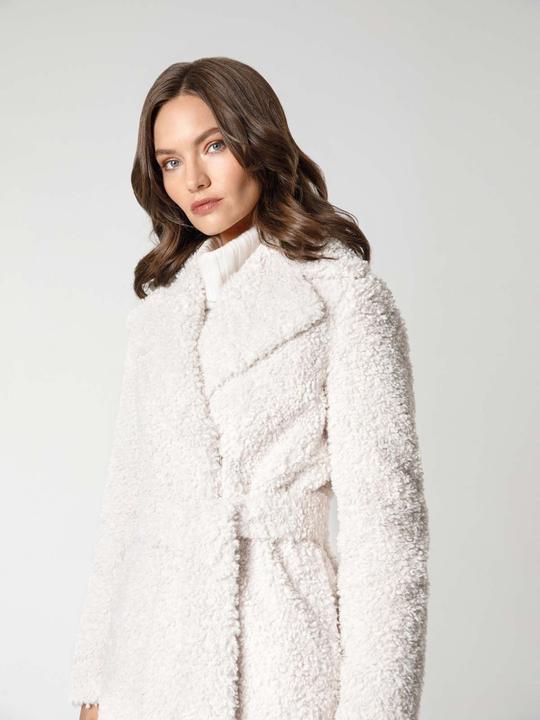 Immagine prodotto Furnari Cappotto strutturato in eco-pelliccia con collo all'inglese in bianco brillante (44,46)