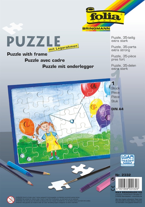 Produktbild Folia Papp Puzzle A4 mit Legerahmen (35 Teile)