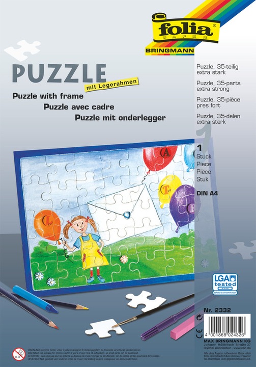 Actual product image Folia Cardboard puzzle A4 with frame for laying (35 pieces)