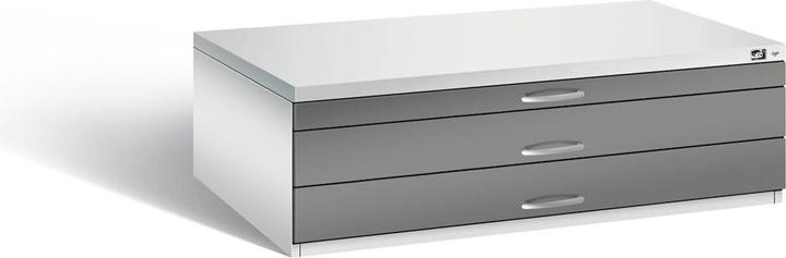Actual product image C+P Drawing cabinet, A0, 3 drawers, height 420 mm, light grey / volcanic grey.