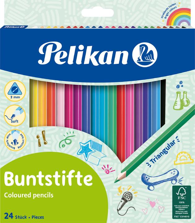 Produktbild Pelikan Buntstifte dünn dreikant (24x)