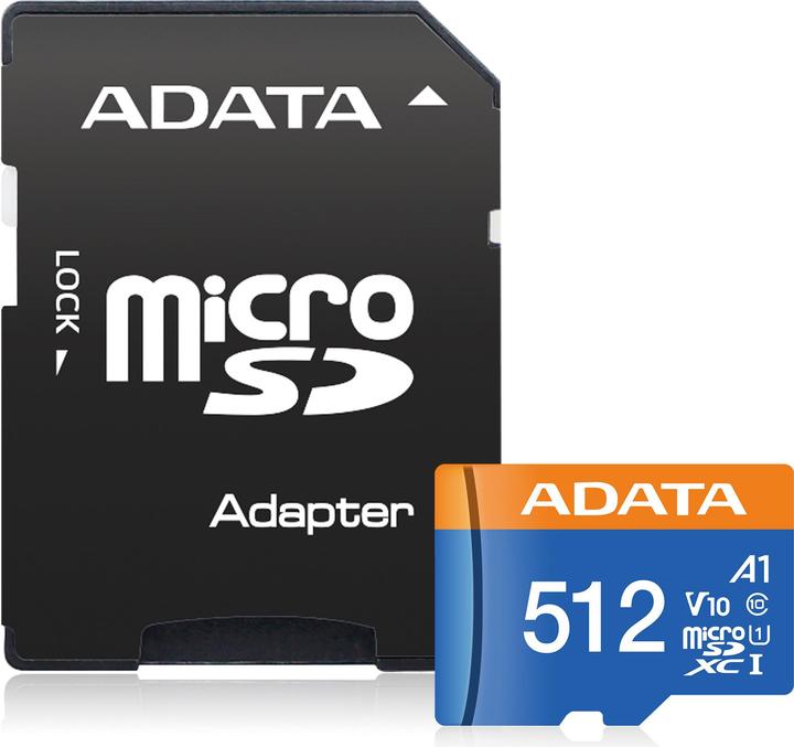 Produktbild Adata Premier 512GB microSDXC (UHS-I U1, Class 10, V10, A1) (512 GB, microSDXC, U1, UHS-I)