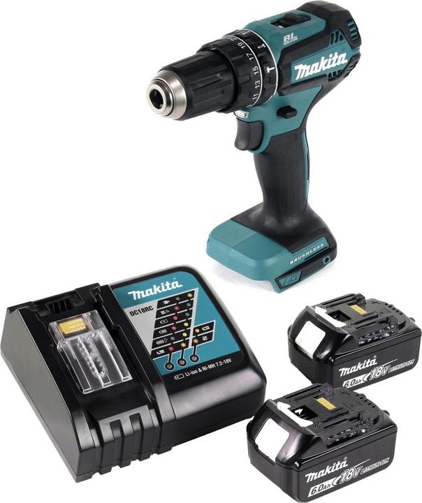 Produktbild Makita DHP 485 RG Akku Schlagbohrschrauber 18 V 50 Nm Brushless + 2x Akku 6,0 Ah + Ladegerät
