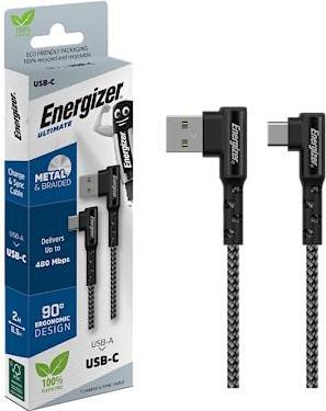 Produktbild Energizer 90°-Kabel - USB-C - 2 m, schwarz (2 m, USB 3.0)
