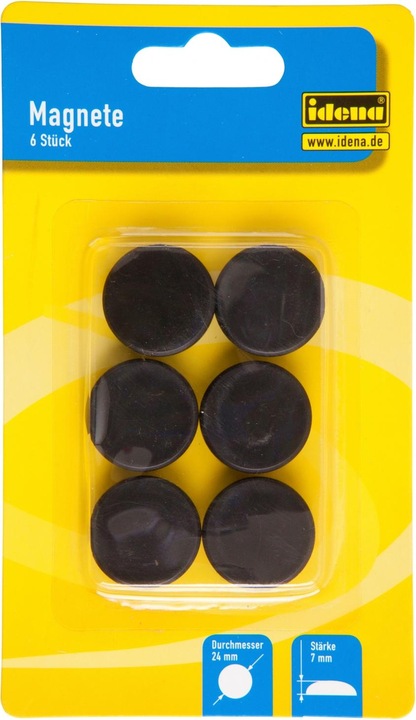 Actual product image Idena Magnets round 6 pieces, black, Ø24mm (6 x)