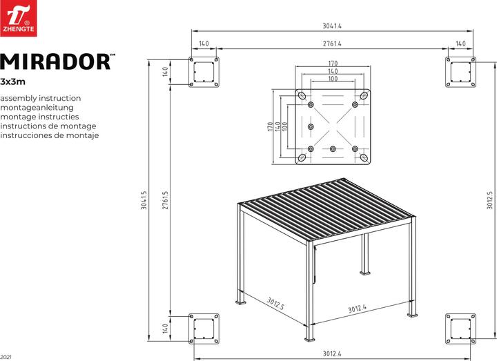 Produktbild Sorara Mirador Pergola Basic (300 cm, 300 cm)