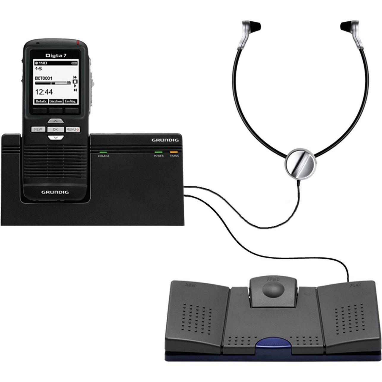 Grundig Digta 7 Stand-alone Kit (2 GB), Diktiergerät, Schwarz