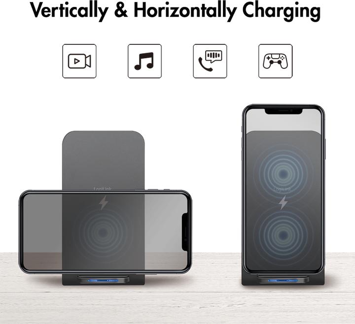 Produktbild LogiLink ZUB Smartphone Stand & WL Charger black (18 W)