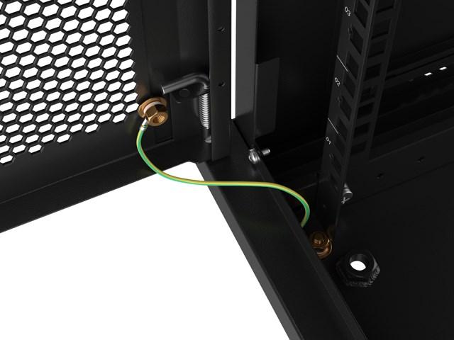 Image du produit Lanberg Nástěnná jednodílná skříň 19", 9U/600x450, (v rozloženém stavu), perforované dveře, černá ( (9 HE, Rack 19 pouces)