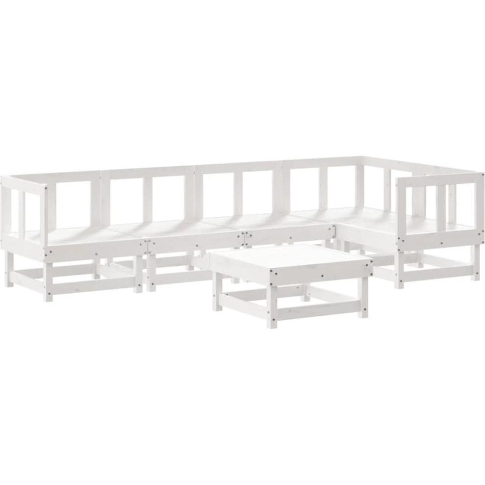 VidaXL, Gartenlounge, 6-tlg. Garten-Lounge-Set Weiss Massivholz Kiefer,Farbe