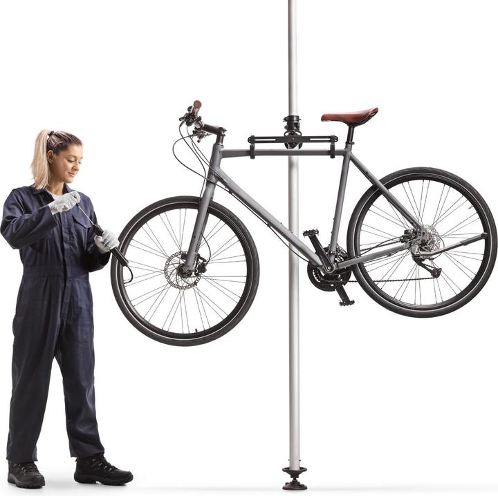 Actual product image Wiltec Telescopic bike rack 2 bikes 160-340cm 40kg hanging system stand