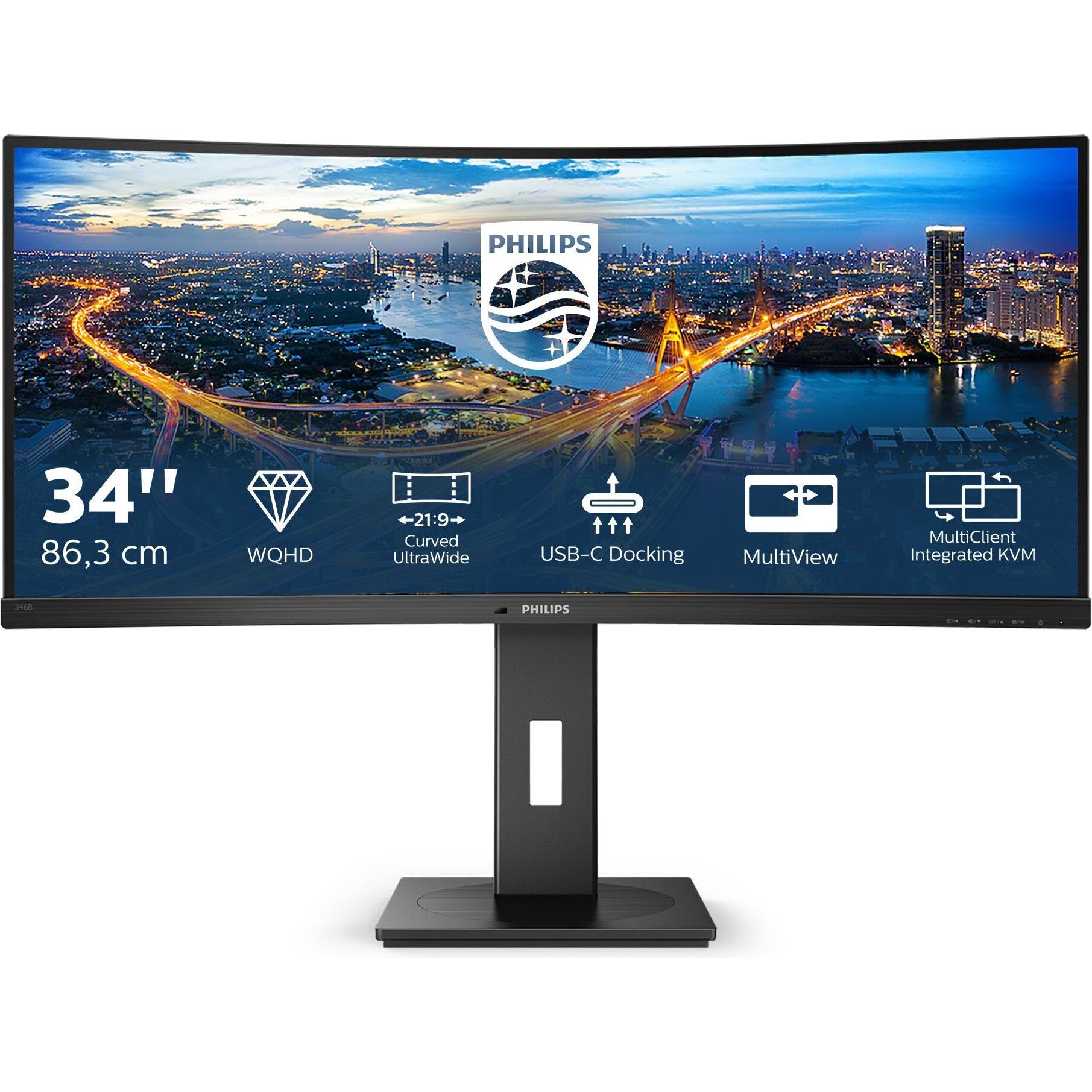 Philips 346B1C/00 (3440 x 1440 Pixel, 34"), Monitor, Schwarz
