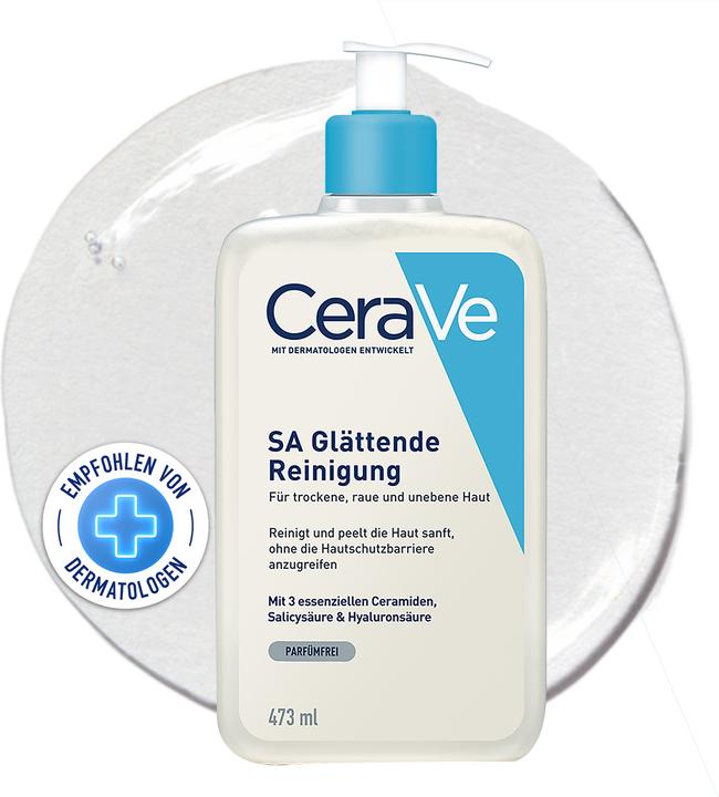 Produktbild CeraVe SA Glättende Reinigung: mildes Reinigungsgel für Gesicht und Körper bei trockener Haut (Reinigungslotion, 473 ml)