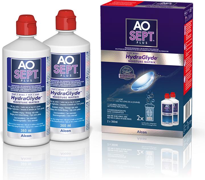 Immagine prodotto AOSept HydraGlyde, soluzione detergente e disinfettante al perossido, 2x360 ml (Sistema perossido, 720 ml)