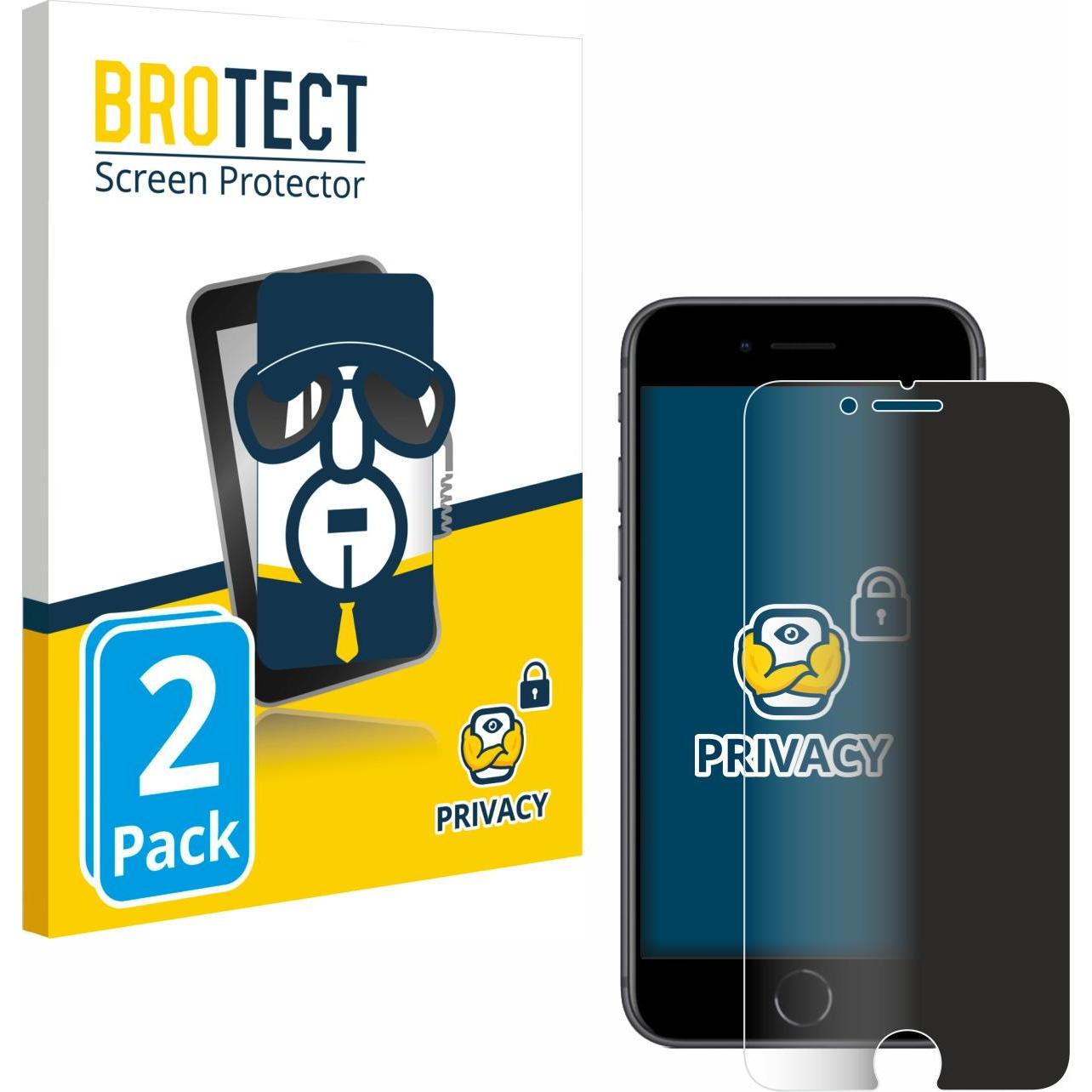 BROTECT Sichtschutzfolie Anti-Spy Privacy Folie Blaulicht-Schutz (2 Stück, Apple iPhone 8), Smartphone Schutzfolie, Blau