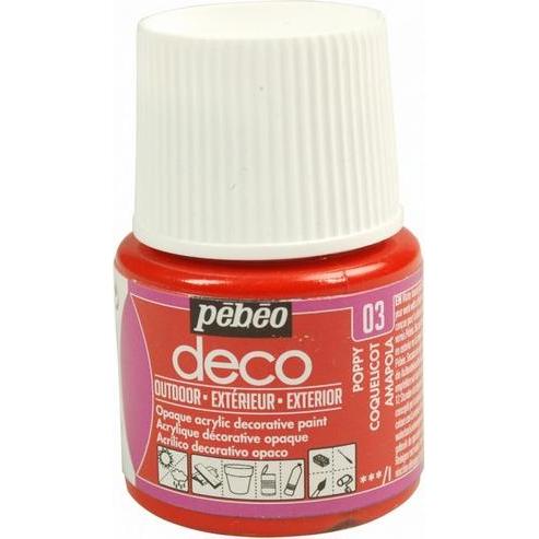 Pebeo, Künstlerfarbe + Bastelfarbe, Deco Outdoor (Mohnblume, 45 ml)