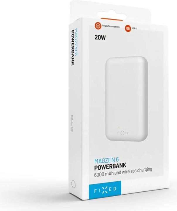 Produktbild Fixed MagZen Trådløs PD 20W Power Bank 6.000 mAh Hvid Powerbank - Hvid - 6000 mAh (6000 mAh, 20 W, 22.20 Wh)