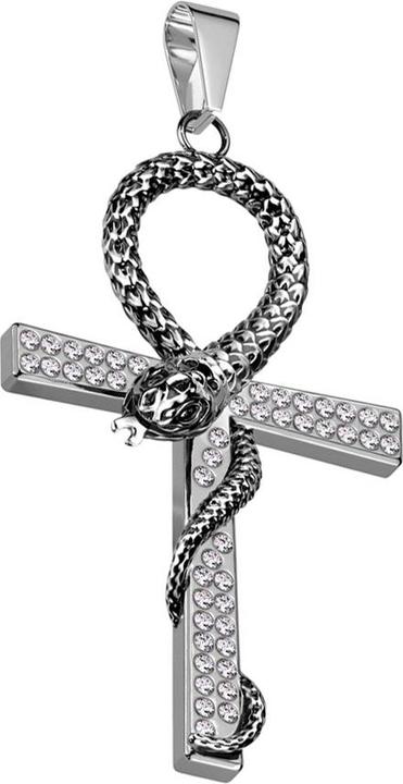 Image du produit Star Piercing Pendentif argent croix serpentine avec cristaux (Acier chirurgical 316L, sans laiton)