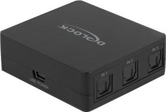 Produktbild Delock S/PDIF TOSLINK Switch 7,60cm (3") 1 Out mit IR-Fernbedienung und USB Stromversorgung