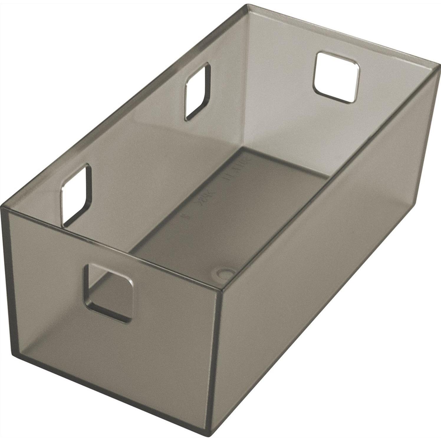 Ninka Banio Behälter 2-fach für Schubladeneinsatz, graphit transluzent 164x84mm, Besteckkasten, Transparent