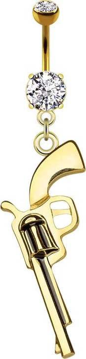 Actual product image Star Piercing Banana 14k gold-plated with two balls crystal silver pendant revolver (Brass, Surgical steel 316L)