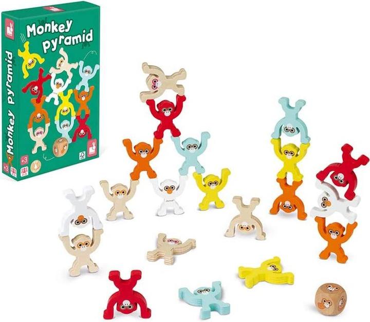 Actual product image Janod Game Monkey Pyramid (German, French, Swiss German, Italian, English)