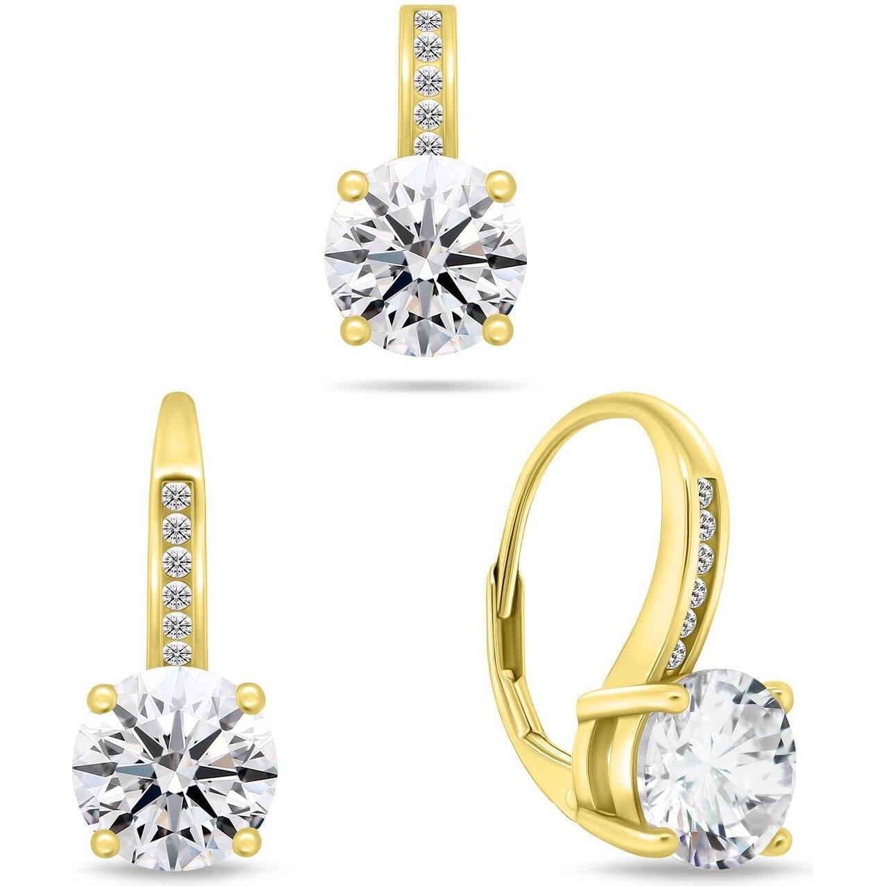 Brilio, Ohrringe, Silver - Charming gold-plated set with zircons SET241Y (pendant. dangle earrings)