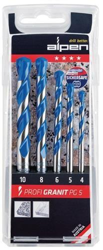 Actual product image Alpen Granite drill bit set 5 pieces 4 mm (4 mm, 5 mm, 6 mm, 8 mm, 10 mm)