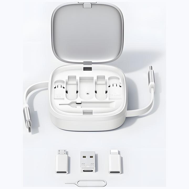 Produktbild Usams Kabel rozwijany 3w1 z pudełkiem MicroUSB/USB-C/Lightning 60W fioletowy/purple SJ650USB03 (US-S (1 m, 60 W)