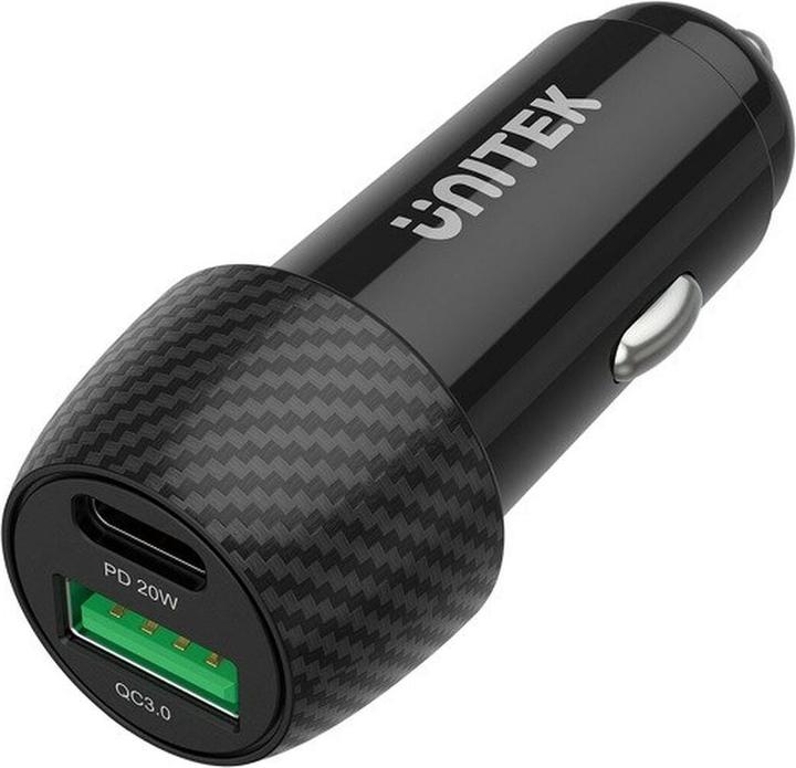 Produktbild Unitek CAR CHARGER, USB-A USB-C, QC3.0, P1400A