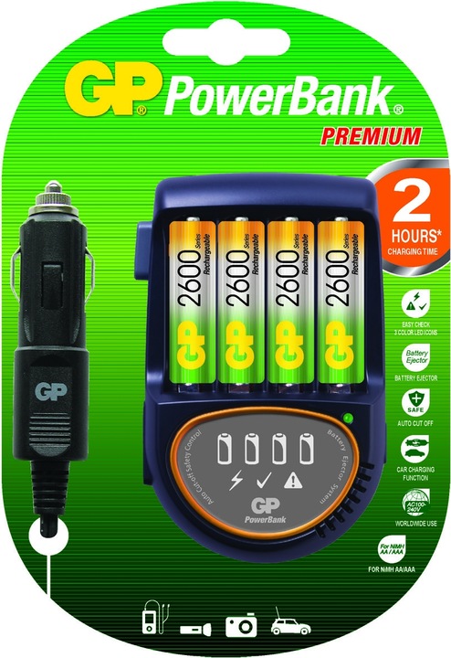 Actual product image GP Batteries GP charging station PowerBank H500, car (4 pcs., AA, AAA, 2550 mAh, Battery + charger)
