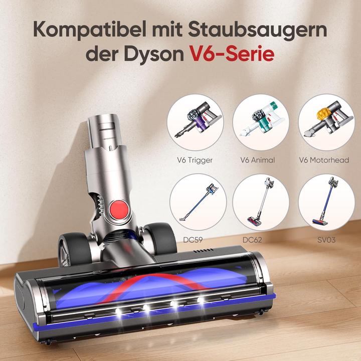 Produktbild Flylinktech Bodenbürste für Dyson V6 Staubsauger mit LED-Lichtern