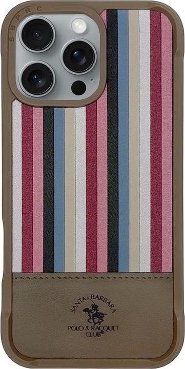 Santa Barbara iPhone 16 Pro - Polo Isaac - Premium Sommer-Etui mit Stoffdesign, Streifenmuster, Gold (Apple iPhone 16 Pro)