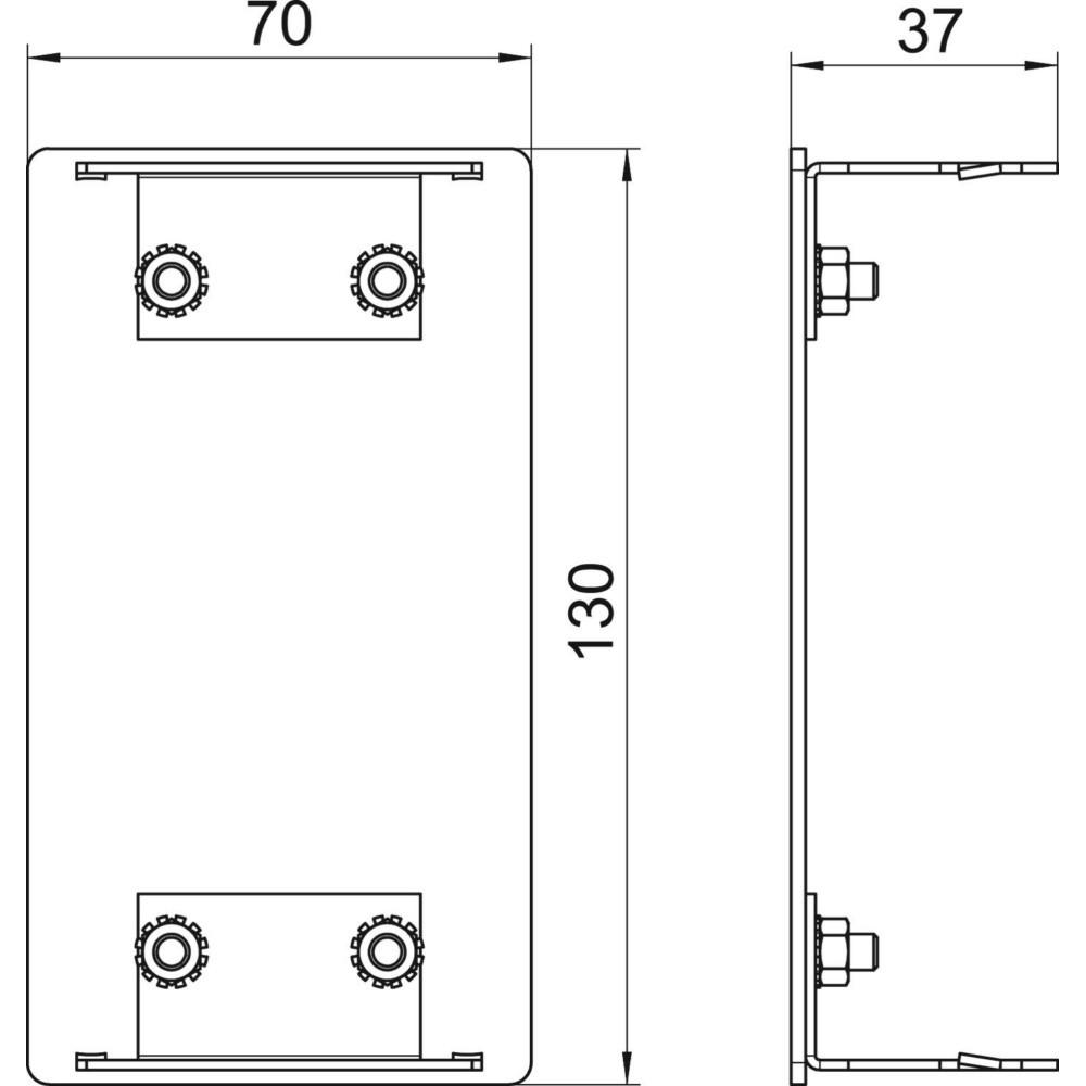 Thumbnail - OBO Bettermann, Leitungsführung Zubehör, OBO GA-E70130EL EndstÃ¼ck symm. 70x130mm Alu EL