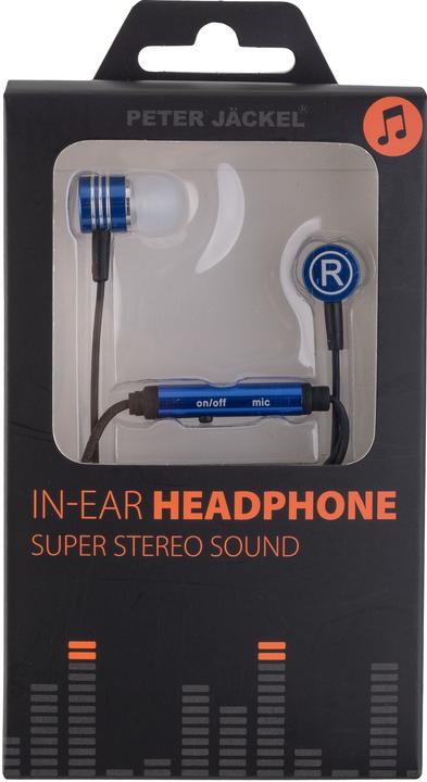 Actual product image Peter Jäckel IN-EAR Headphone Blue with 3.5mm jack connection (Cable)