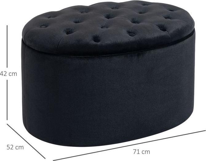 Actual product image Swisshandel24 Bench Upholstered bench with storage space Chest bench Oval shape Hallway Bedroom Living room (71 cm)