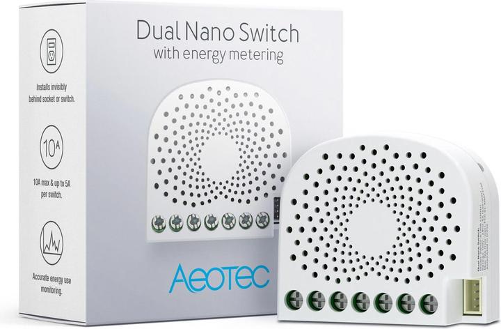 Produktbild Aeotec Funk-Schaltaktor Z-Wave Nano Switch 2-fach (Energiemessung) (Schaltaktor)