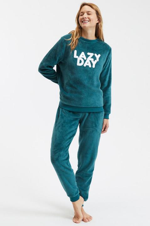 Produktbild So'home Fleece-Schlafanzug mit Schriftzug (50)